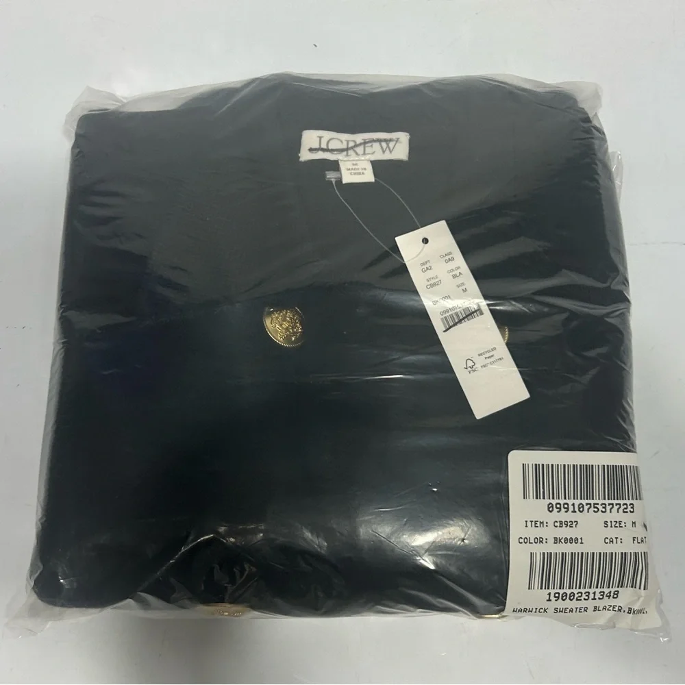 NEW J.Crew Warwick sweater blazer Size M Black